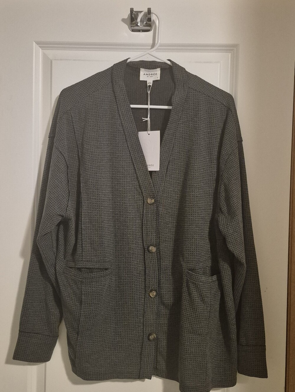 Andree Gray Textured Button-Front Blazer